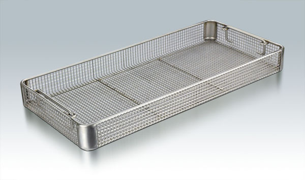 Disinfection basket of wire mesh wrap angle