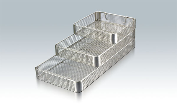 Disinfection basket of wire mesh wrap angle